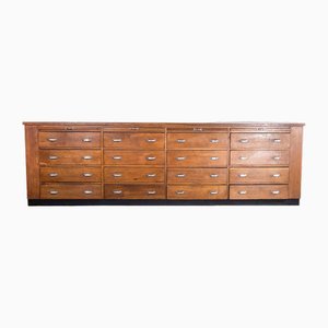 Large Oak Scientific Cabinet with Sixteen Drawers, Belgian, 1950s
