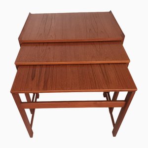 Tables Gigognes Mid-Century en Teck, Danemark, 1960, Set de 3