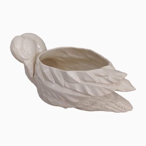 Large Vintage Italian Style Swan Planter in White Ceramic