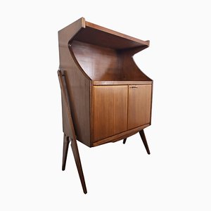 Mid-Century Art Deco Italian Walnut Wood and Brass Dry Bar Cabinet by Paolo Buffa, 1950s