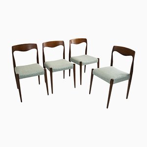 Mid-Century Green Dining Chairs in the style of Moller, Denmark, 1960s, Set of 4