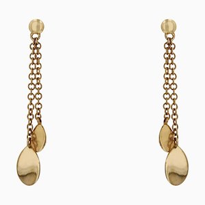 Modern 18 Karat Yellow Gold Petal Dangle Earrings, Set of 2