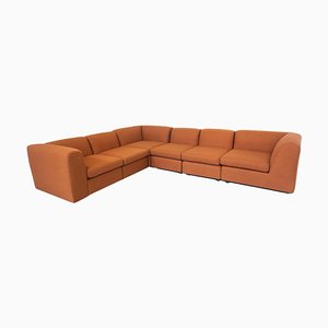 Mid-Century Modern Orange Modular Sofa, Italy, 1960s, Set of 6