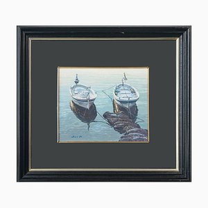 Bosch, Studies of Fishing Boats, Oil Paintings, Framed, Set of 2