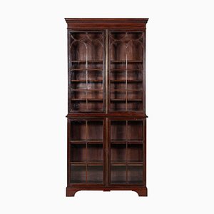 George III Mahogany Glazed Twin Library Bookcase Cabinet, 1770s