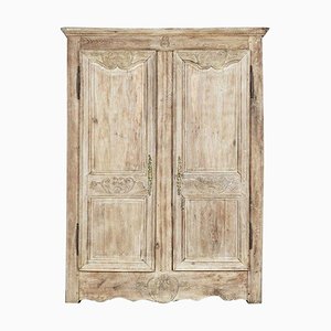 Large 19th Century French Provincial Bleached Oak Armoire, 1800s