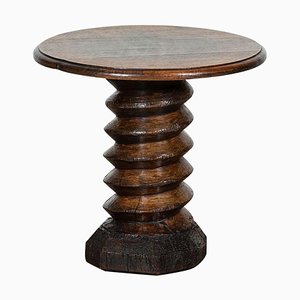 Mid Century French Elm Corkscrew Pedestal Table