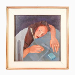 Raffaele Pontecorvo, Schlafendes Mädchen, 1945, Ölgemälde, Gerahmt