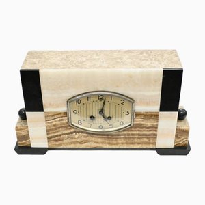 French Art Deco Mantle Clock in Marble, 1930s