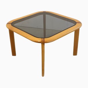 Mid-Century Coffee Table with Smoked Glass Top