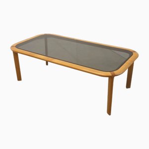 Mid-Century Coffee Table with Smoked Glass Top