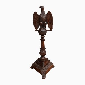 17th Century Oak Column Decorated with Eagle with Outstretched Wings