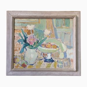 Pastell Stillleben, 1950er, Öl auf Leinwand, Gerahmt