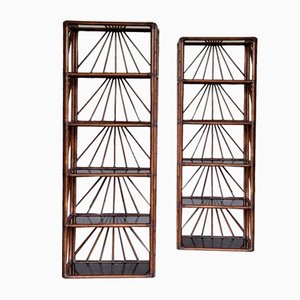 Vintage Bookcases with Glass Shelves, 1970s, Set of 2