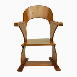 Set of Swiss Alps Sculptural Chairs in Walnut, 1930s