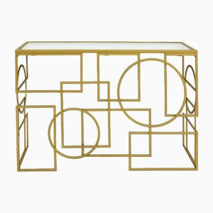Sculptural Geometric Consolle in Brass and Mirrored Glass by Turri, 1970s