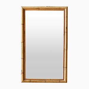 Espejo rectangular con marco de bambú, años 80
