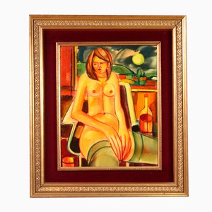 Gianbar, Nude at the Window, 1977, Oil on Canvas, Framed