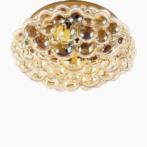Large Amber Bubble Glass Ceiling Light attributed to Helena Tynell for Limburg, Germany, 1960s