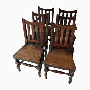 18th Century English Oak Dining Chairs, Set of 6