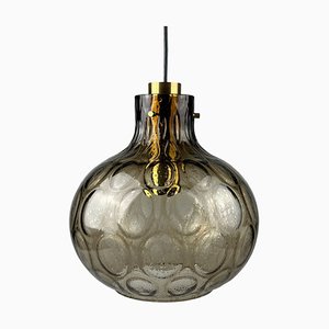 Space Age Ceiling Lamp in Glass and Brass from Glashütte Limburg, Germany, 1960s-1970s