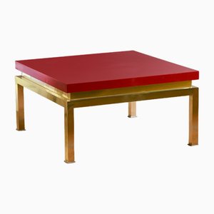 Table Basse avec Structure en Laiton pour Tommaso Barbi, Italie, 1980s