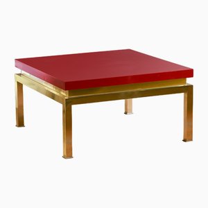 Coffee Table with Brass Structure for Tommaso Barbi, Italy, 1980s