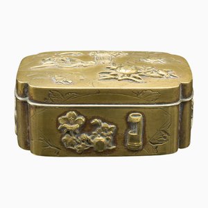 Small Edo Era Victorian Seamstress Button Box in Brass, Japan, 1850s