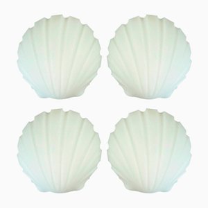 Shell Shaped Wall Lights in Opaline Glass from Limburg, Germany, 1970s, Set of 3
