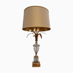 Lampada da tavolo Hollywood Regency in ottone dorato e vetro con base a forma di ananas, Francia, anni '70