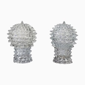 Transparent Murano Glass Table Lamps attributed to Barovier & Toso, 1940s, Set of 2
