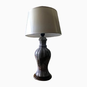 Japanese Ceramic Table Lamp with Peacock Motif