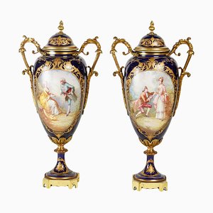 19th Century Napoleon III Sèvres Porcelain Cassolettes, Set of 2