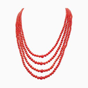 Coral, Multi-Strands Necklace, 1950s