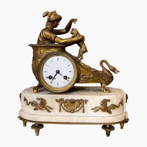 Horloge Néoclassique du 18ème Siècle en Bronze et Socle en Marbre