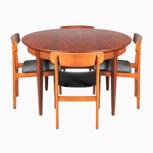 Mid-Century Extending Rosewood Dining Table and Chairs, 1960s, Set of 5