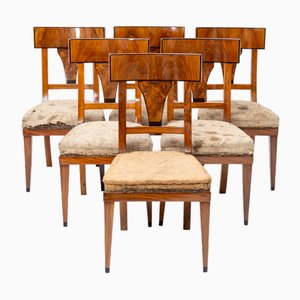 Biedermeier Esszimmerstühle aus Nussholz, 1820er, 6er Set