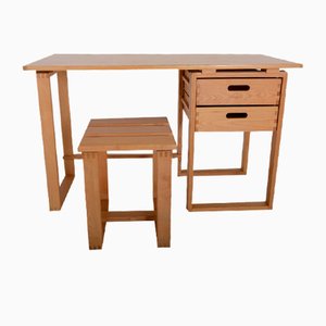 Desk and Stool, 1970s, Set of 2