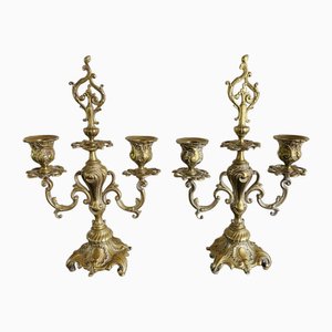 Vintage Bronze Candelabras, Set of 2