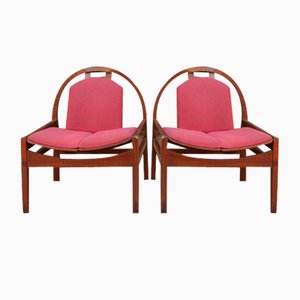 Vintage Model Argos Armchairs in Beech & Fabric from Baumann, 1970s, Set of 2