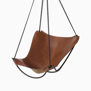Modern Butterfly Chair in Tan Genuine Leather from Studio Stirling