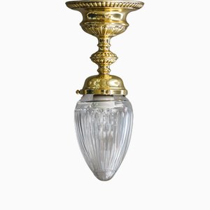 Art Deco Ceiling Lamp with Original Cut Glass Shade, Vienna, 1920s