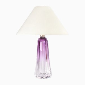 Lampe de Bureau Amethist en Cristal Coloré par Val St Lambert pour Val Saint Lambert