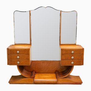 Large Art Deco French Dressing Table in Gilt Birch Root, 1920s
