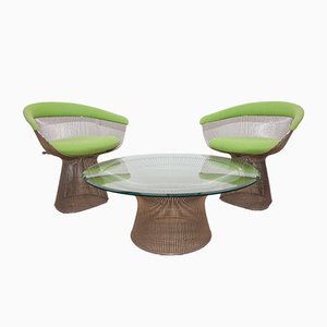 Juego de mesa de centro y sillas modelo 1725 de Warren Platner para Knoll Inc. / Knoll International, 1979. Juego de 3