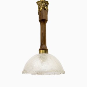 Lámpara colgante Mid-Century moderna de bronce y cristal de Murano de Angelo Brotto para Esperia, años 70