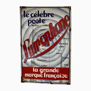 Art Deco Enamel Sign from Lumophone, Strasbourg, 1930s