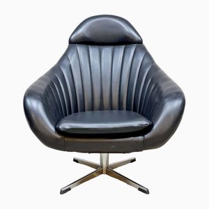 Vintage Black Leatherette Swivel Chair, 1960s