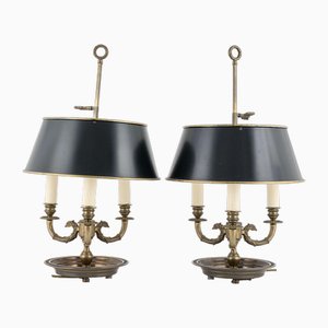 Mid 20th Century French Bouillotte Table Lamps, Set of 2