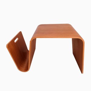Mid-Century Danish Coffee Table and Magazine Rack in Bentwood